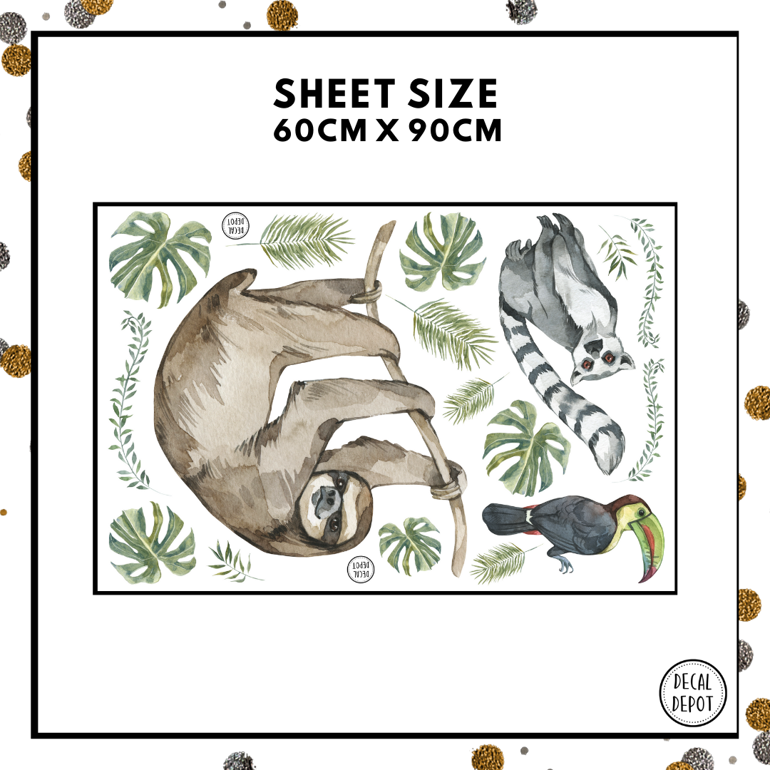Jungle Life – Full Pack (Sloth & Leopard) Wall Decals